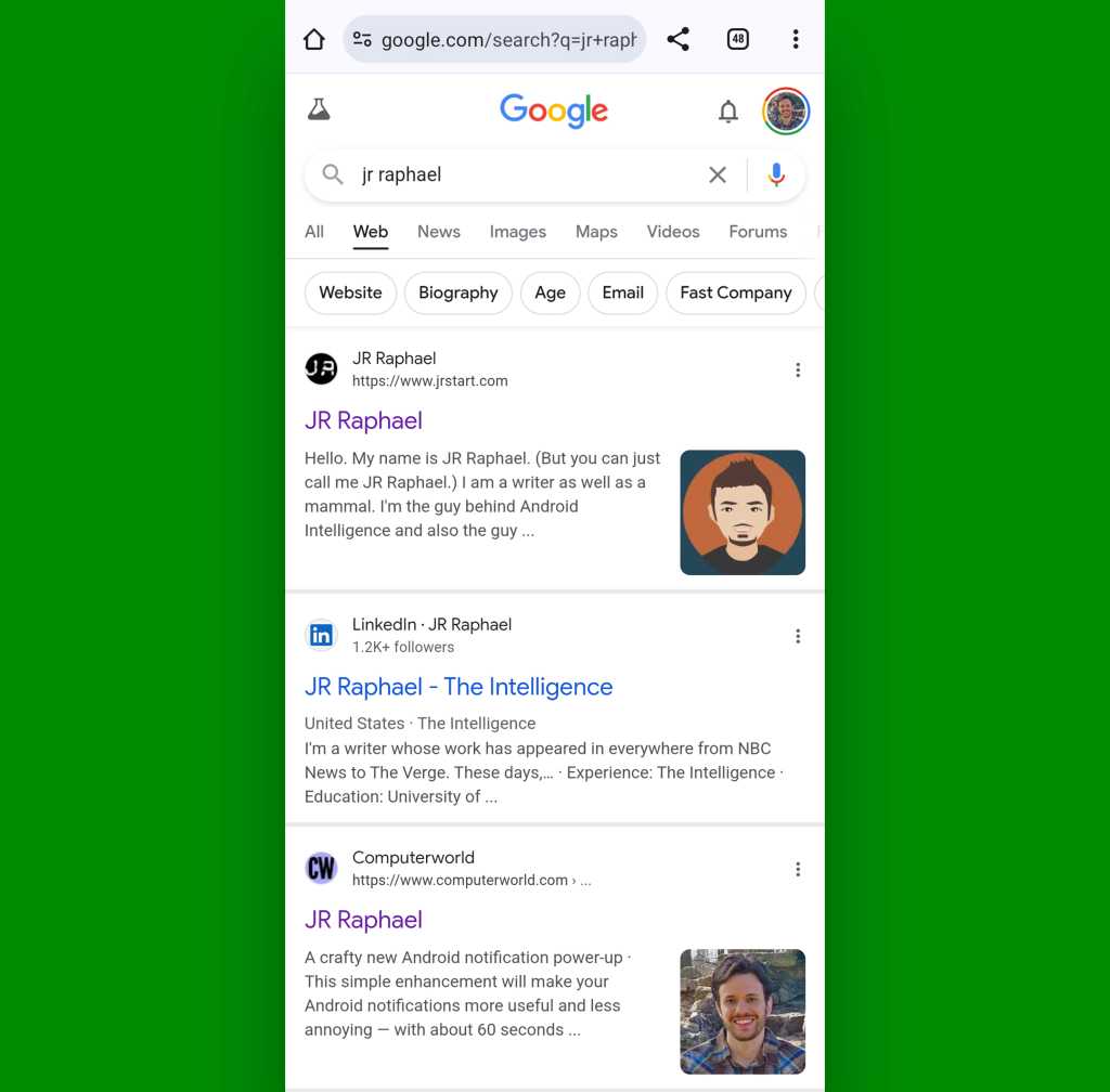 Google Gemini web search - Android results