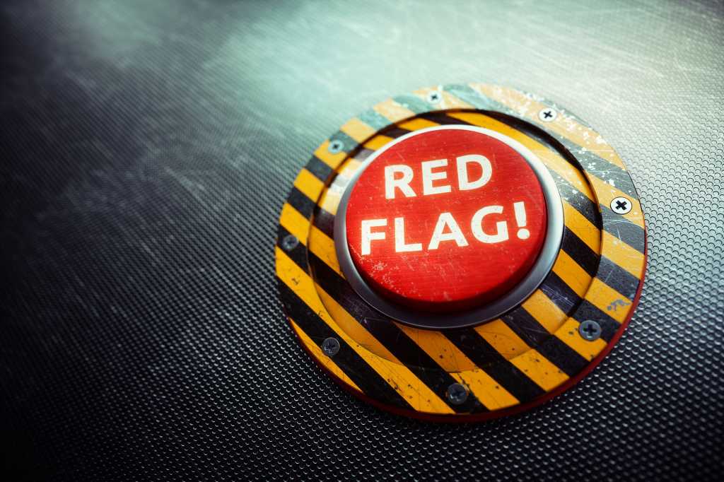 Red flag warning button [alert / danger / disaster]