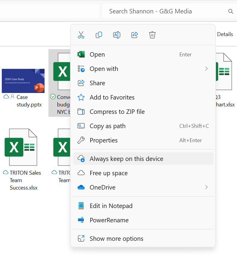 onedrive file explorer always keep on this device